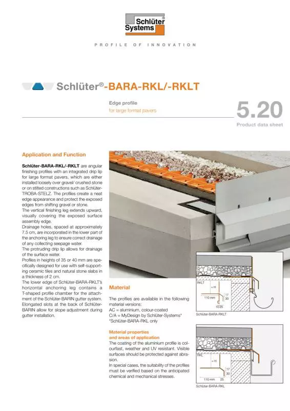Schlüter-BARA-RKL /-RKLT | Product data sheet 5.20