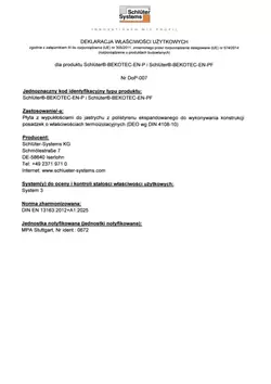 Schlüter-BEKOTEC-EN-P /-EN-PF DoP-007 – Deklaracja właściwości użytkowych