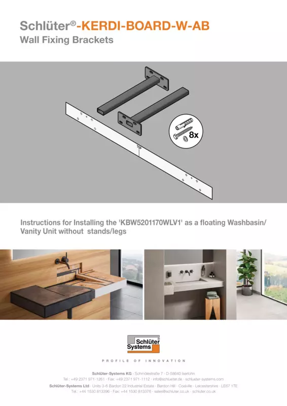 Schlüter-KERDI-BOARD-W-AB - Wall Fixing Brackets | Installation Guide