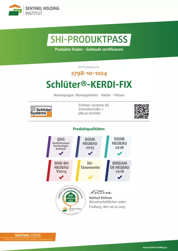 Schlüter-KERDI-FIX – SHI-Produktpass