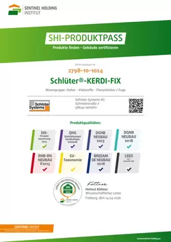 Schlüter-KERDI-FIX – SHI-Produktpass