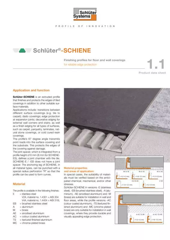 Schlüter-SCHIENE | Product data sheet 1.1