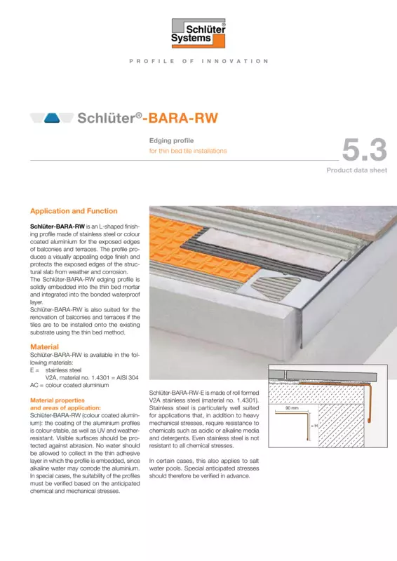 Schlüter-BARA-RW | Product data sheet 5.3
