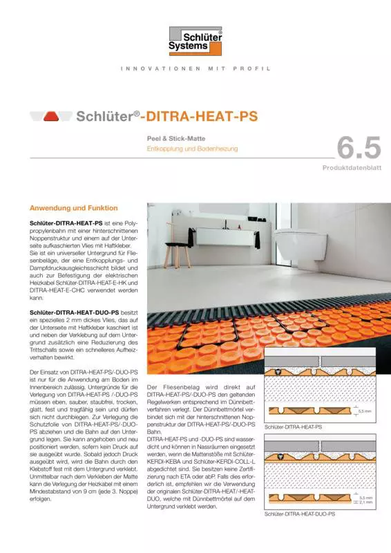 Schlüter-DITRA-HEAT-PS | Produktdatenblatt 6.5