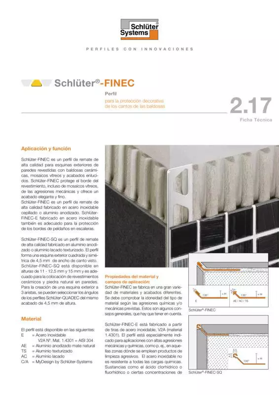 Schlüter-FINEC | Ficha Técnica 2.17