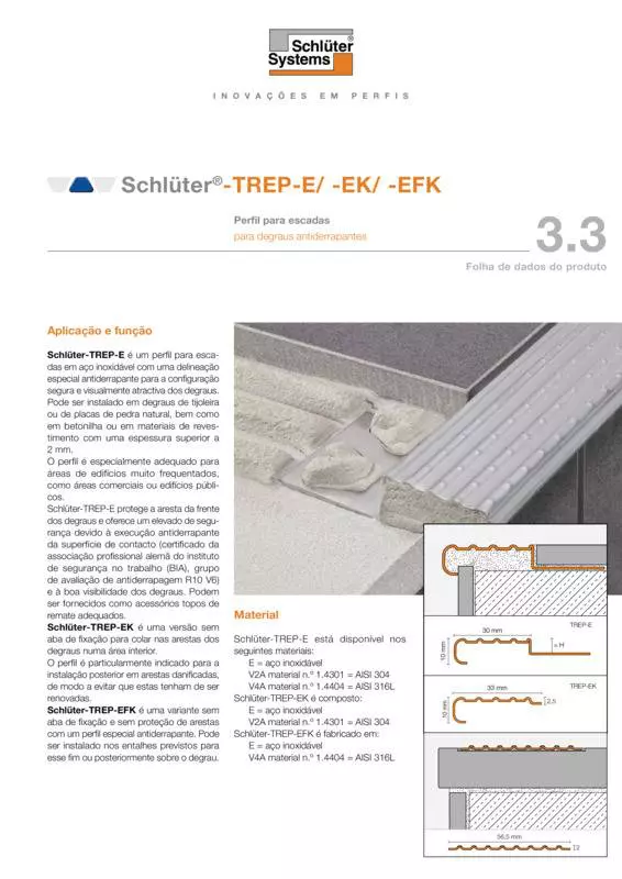 Schlüter-TREP-E /-EK /-EFK | Ficha de dados do produto 3.3