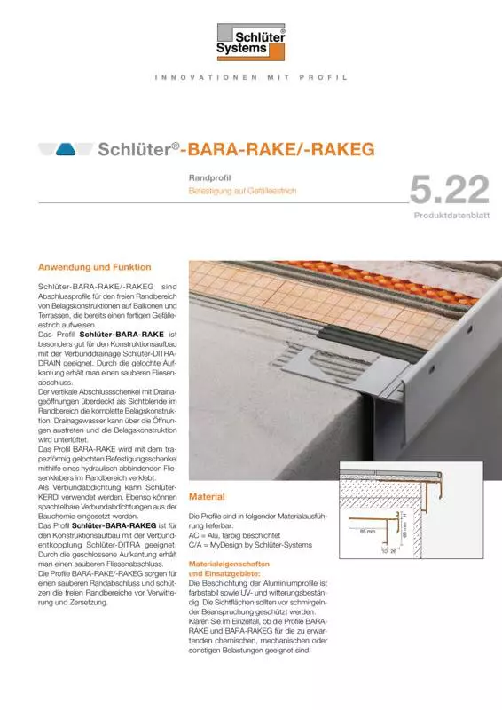 Schlüter-BARA-RAKE /-RAKEG | Produktdatenblatt 5.22