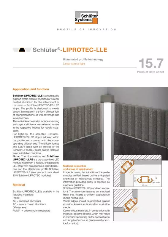 Schlüter-LIPROTEC-LLE | Product data sheet 15.7