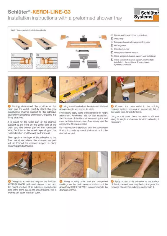 Schlüter-KERDI-LINE-G3 | Installation instructions (preformed shower tray)