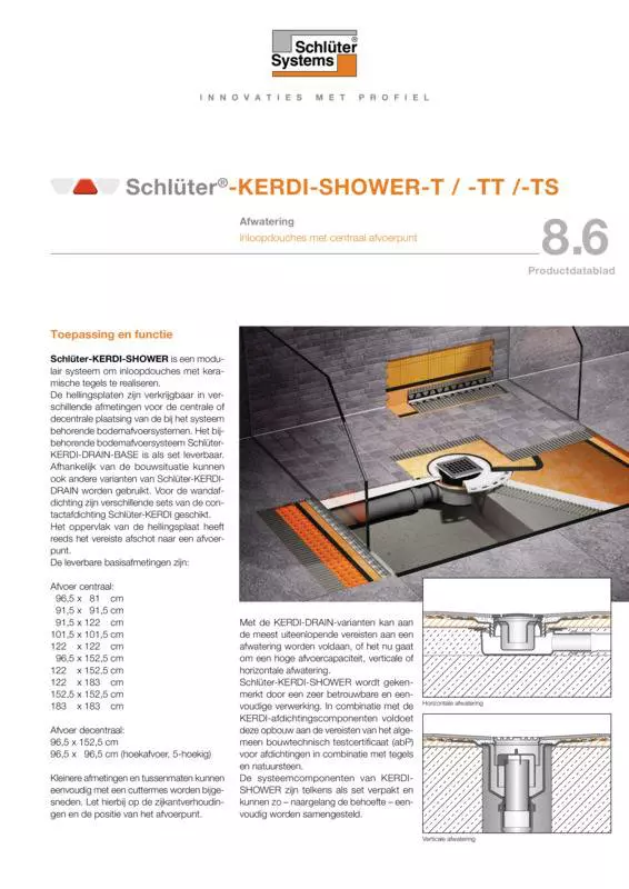 Schlüter-KERDI-SHOWER-T /-TT /-TS | Productdatablad 8.6