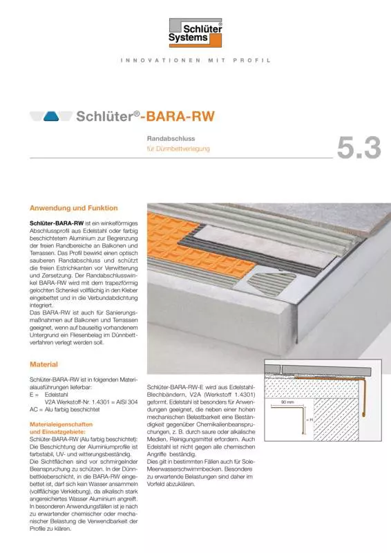 Schlüter-BARA-RW | Produktdatenblatt 5.3