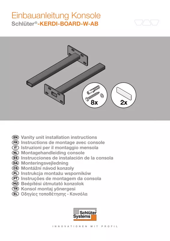 Schlüter-KERDI-BOARD-W-AB - Instructions de montage avec console