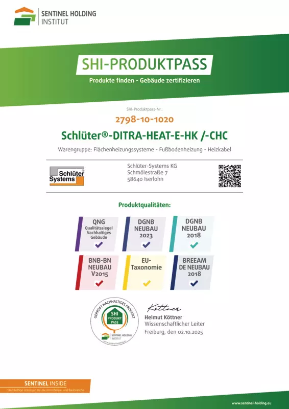 Schlüter-DITRA-HEAT-E-HK /-CHC – SHI-Produktpass