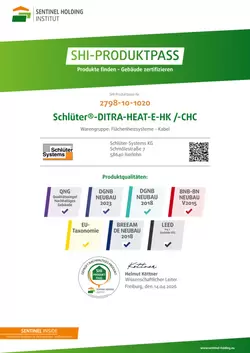 Schlüter-DITRA-HEAT-E-HK /-CHC – SHI-Produktpass