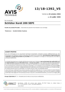 Schlüter-KERDI 200 SEPI - Avis Technique 13/18-1392_V5 (octobre 2024)