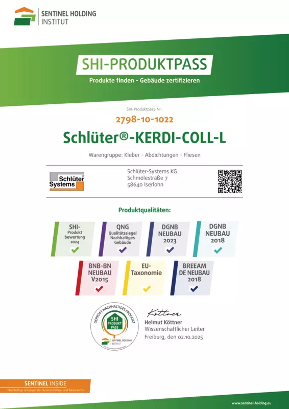 Schlüter-KERDI-COLL-L – SHI-Produktpass