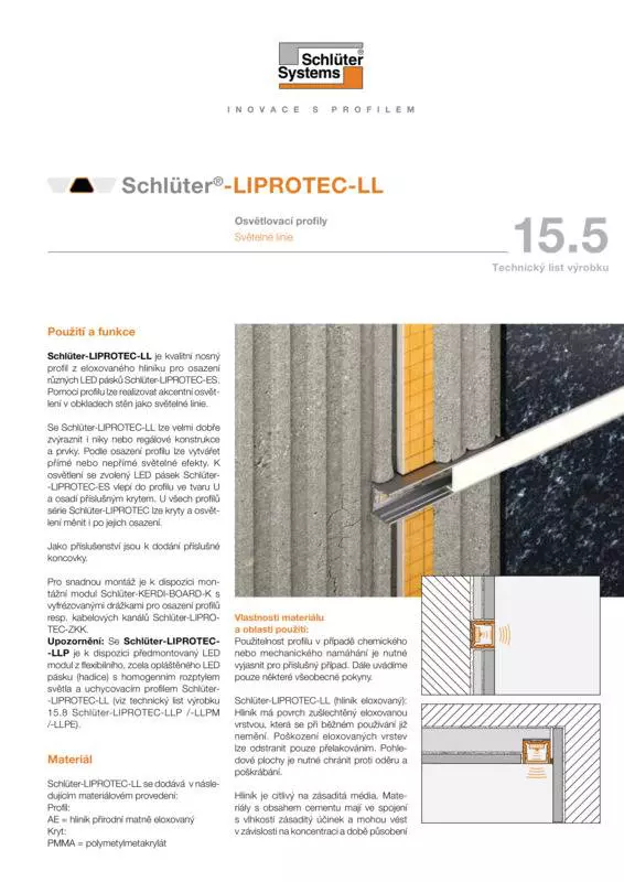 Schlüter-LIPROTEC-LL | Technický list výrobku 15.5