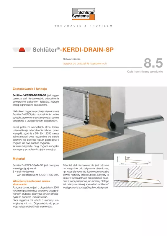 Schlüter-KERDI-DRAIN-SP | Opis techniczny produktu 8.5