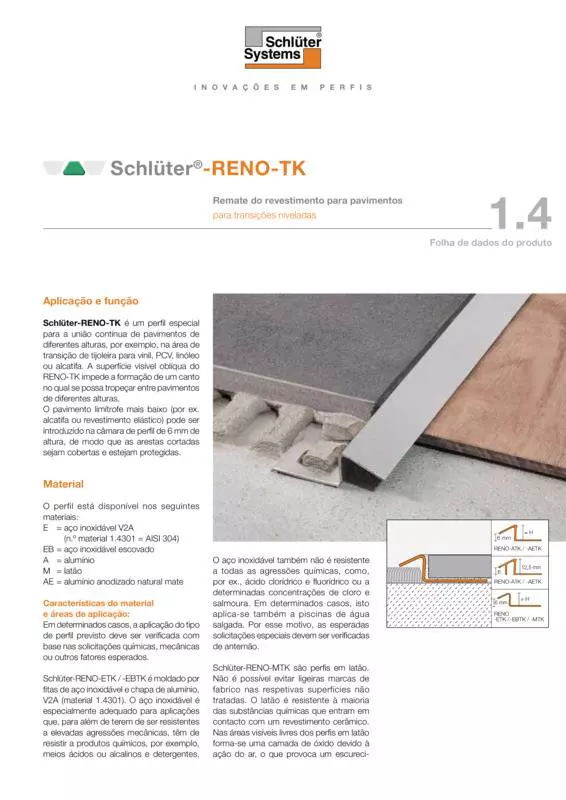Schlüter-RENO-TK | Ficha de dados do produto 1.4