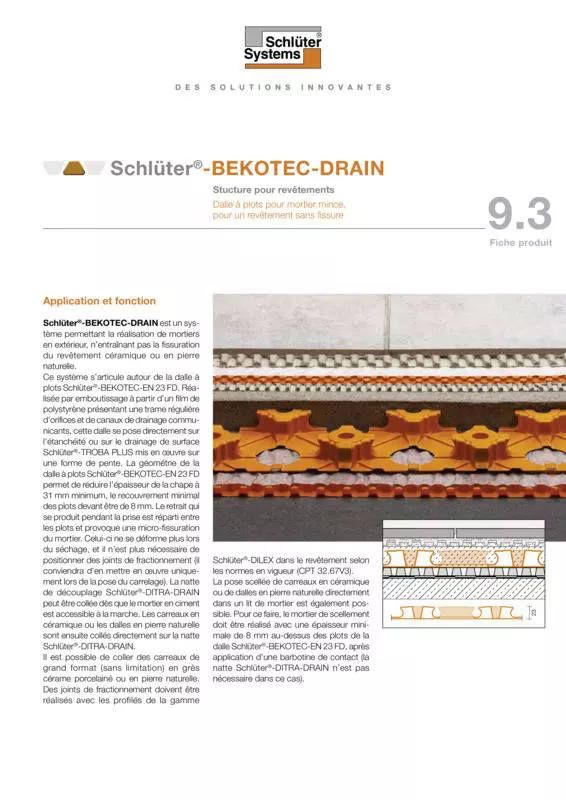 Schlüter-BEKOTEC-DRAIN | Fiche produit 9.3