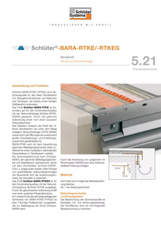 Schlüter-BARA-RTKE /-RTKEG | Produktdatenblatt 5.21