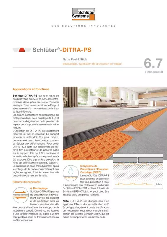 Schlüter-DITRA-PS | Fiche produit 6.7