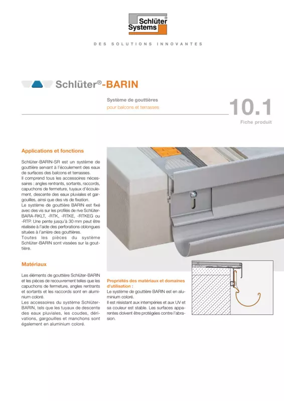 Schlüter-BARIN | Fiche produit 10.1