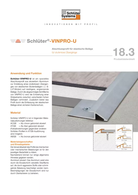 Schlüter-VINPRO-U | Produktdatenblatt 18.3