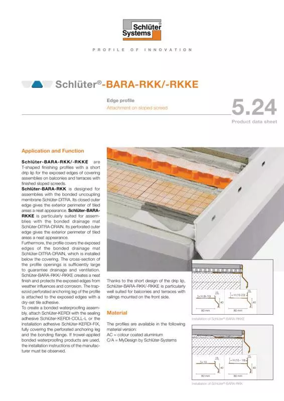 Schlüter-BARA-RKK /-RKKE | Product data sheet 5.24