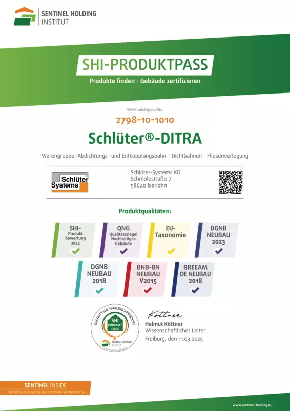 Schlüter-DITRA - SHI-Produktpass