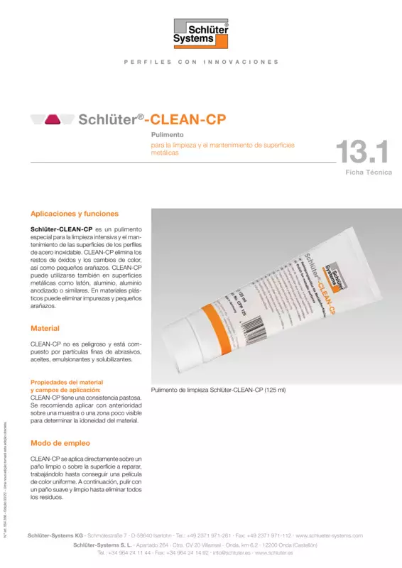 Schlüter-CLEAN-CP | Ficha Técnica 13.1
