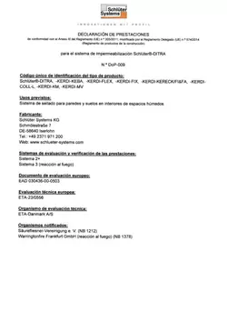 Schlüter-DITRA DoP-009 - Declaración de prestaciones