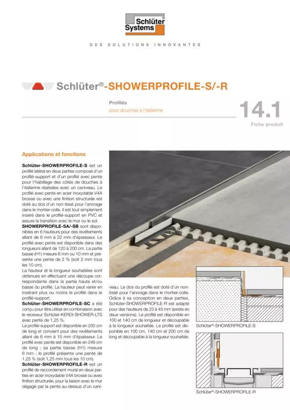 Schlüter-SHOWERPROFILE-S /-R | Fiche produit 14.1