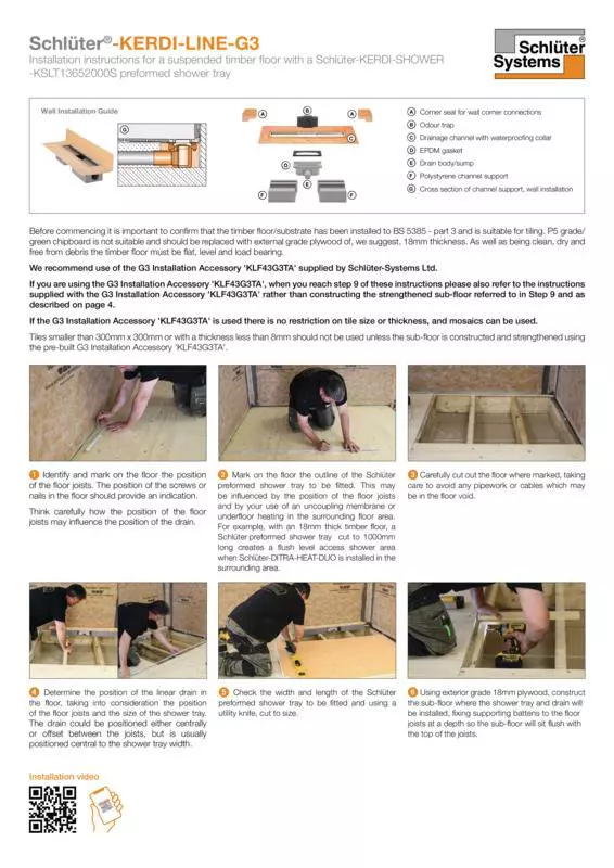 Schlüter-KERDI-LINE-G3 | Installation instructions (suspended timber floor)