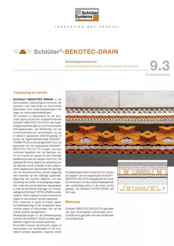 Schlüter-BEKOTEC-DRAIN | Productdatablad 9.3