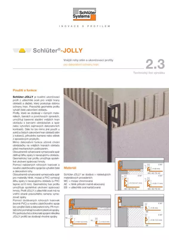 Schlüter-JOLLY | Technický list výrobku 2.3