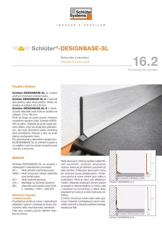 Schlüter-DESIGNBASE-SL | Technický list výrobku 16.2