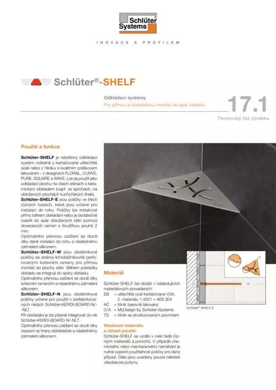 Schlüter-SHELF | Technický list výrobku 17.1
