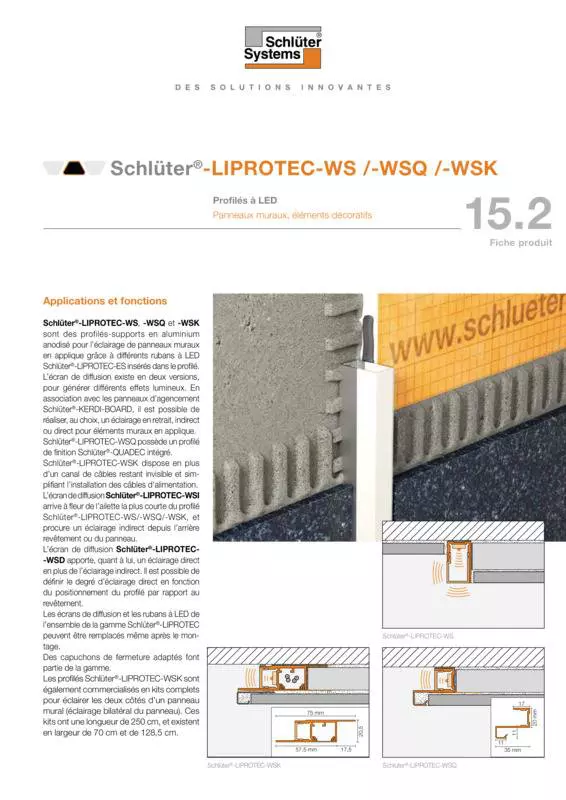 Schlüter-LIPROTEC-WS /-WSQ /-WSK | Fiche produit 15.2