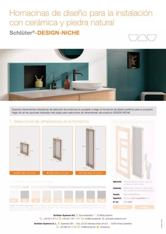 Schlüter-DESIGN-NICHE | Herramientas de selección de productos