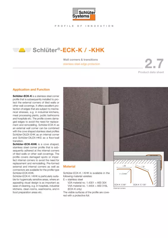 Schlüter-ECK-K /-KHK | Product data sheet 2.7