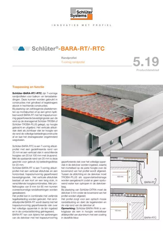 Schlüter-BARA-RT /-RTC | Productdatablad 5.19