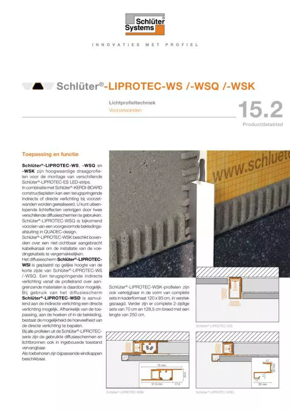 Schlüter-LIPROTEC-WS /-WSQ /-WSK | Productdatablad 15.2