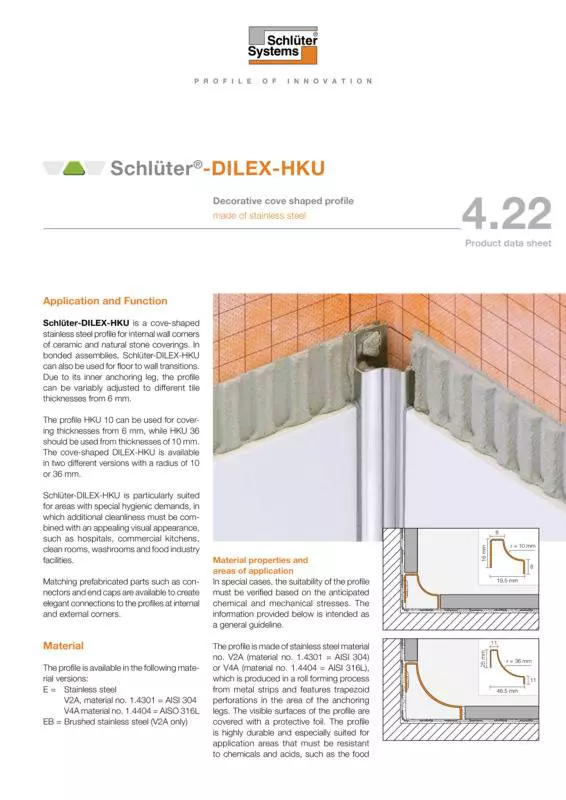 Schlüter-DILEX-HKU | Product data sheet 4.22