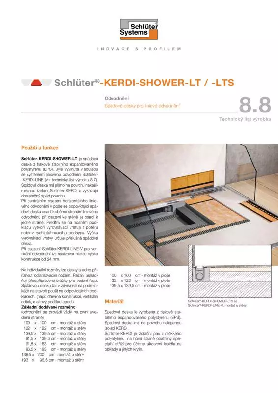 Schlüter-KERDI-SHOWER-LT /-LTS | Technický list výrobku 8.8