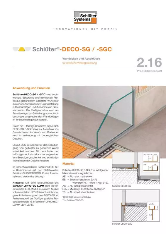 Schlüter-DECO-SG /-SGC | Produktdatenblatt 2.16