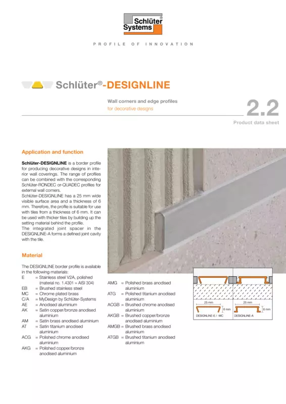 Schlüter-DESIGNLINE | Product data sheet 2.2