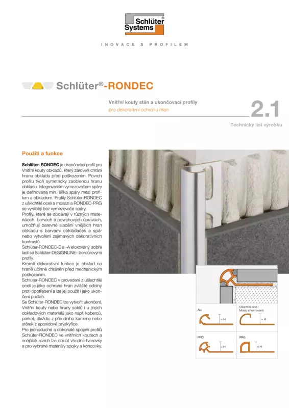 Schlüter-RONDEC | Technický list výrobku 2.1