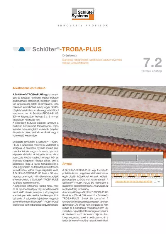 Schlüter-TROBA-PLUS | Termék adatlap 7.2