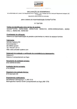 Schlüter-DITRA DoP-009 - Declaração de Desempenho